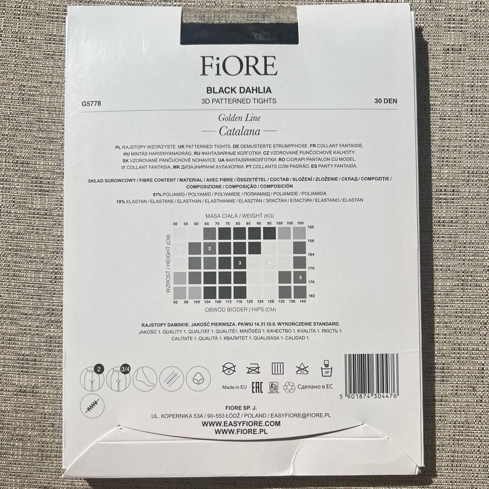 FiORE Golden Line Black Dahlia 30 Denier Luxury Tights Size 2 - Picture 4 of 5